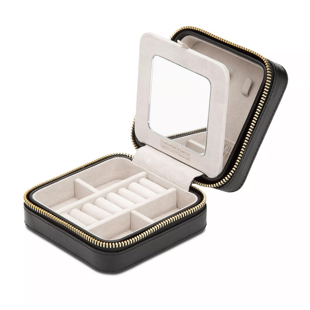 WOLF Black Jewelry Travel Case with Gold Zipper